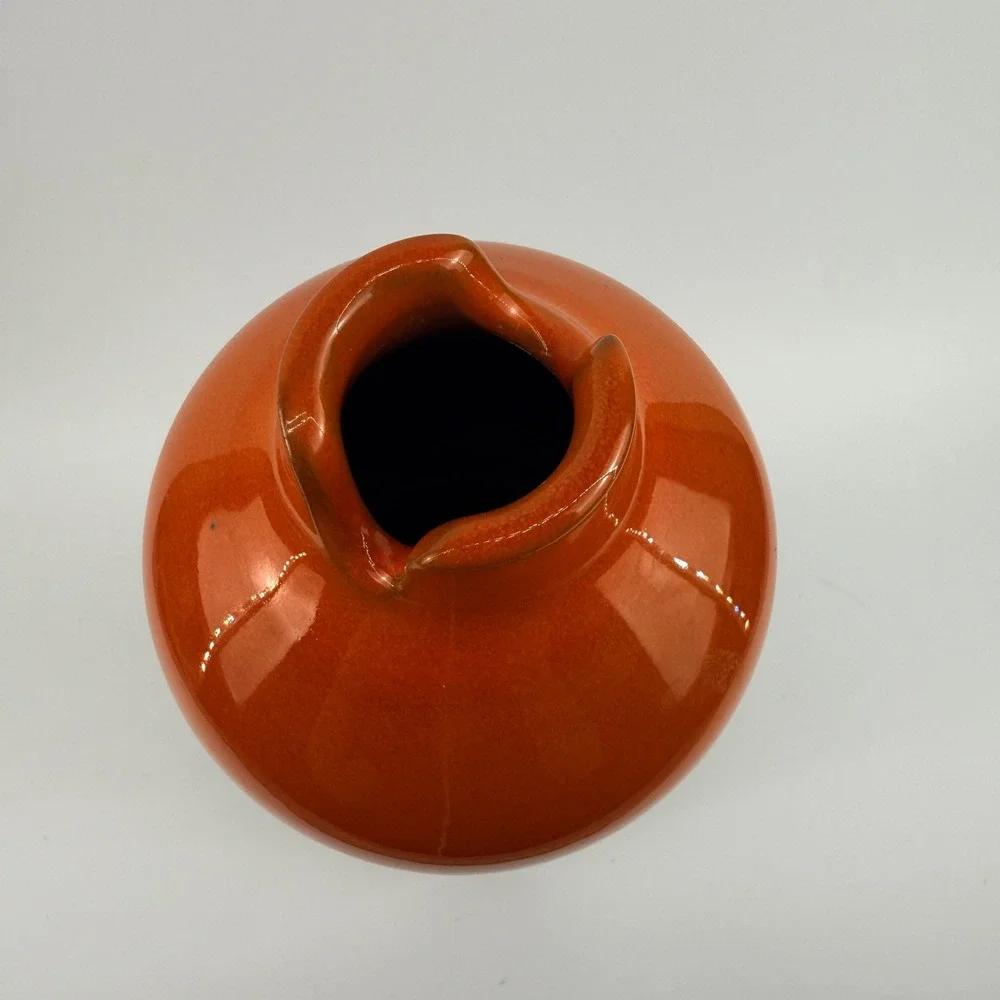 Global Views Italian Pottery Vase Orange Geometric Art Pottery 16 Inch‎